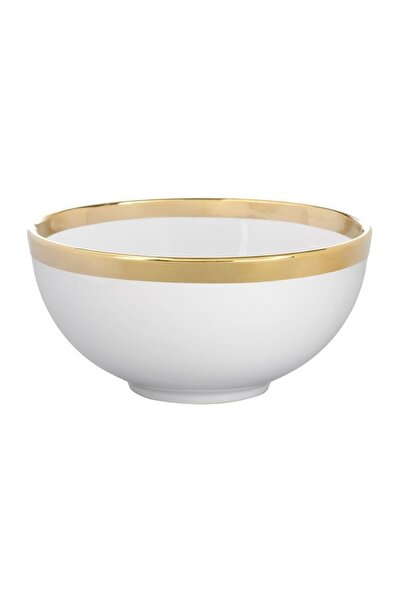 OEM Bol alb din ceramică 520 ml, margine aurie, elegant și practic pentru ser...