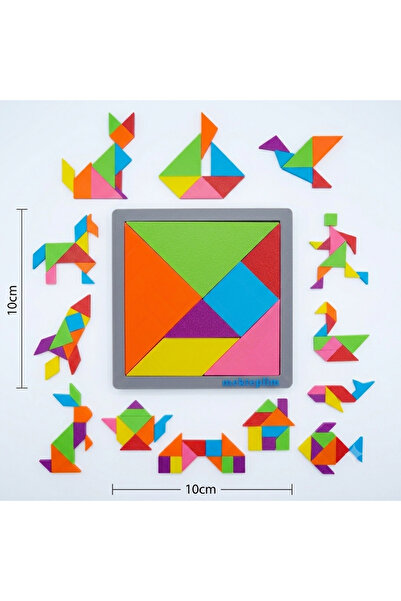 mekteplim Eğitici Tangram Zeka Oyunu - 10x10 cm Renkli Geometrik Bulmaca Geli...