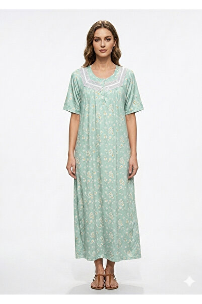 Noom Nightwear Women's Comfortable Long Nightgown with Short Sleeves and Deli...