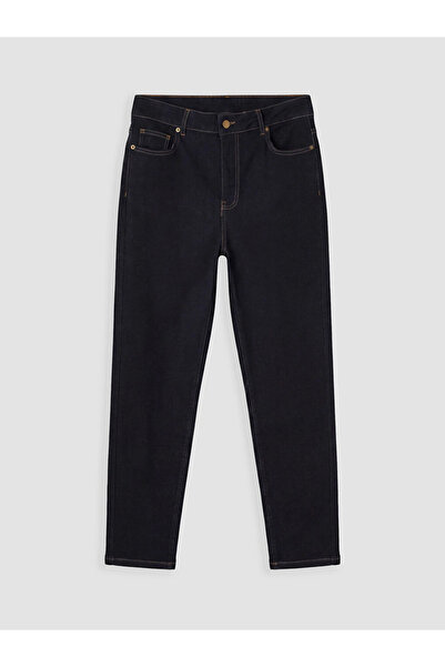 LC Waikiki Navy Blue Large Size Slim Mom Women's Jean Pants