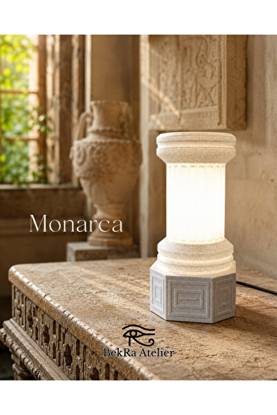 BekRa Atelier Monarca - Antik Yunan Sade Mermer Görünümlü Masa Lambası– Dekor...