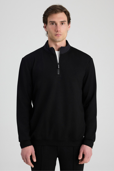 D'S Damat Ds Damat Regular Fit Black Plain Sweatshirt