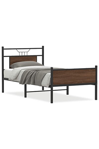vidaxl Cadru pat fără saltea, stejar maro 75x190 cm lemn prelucrat