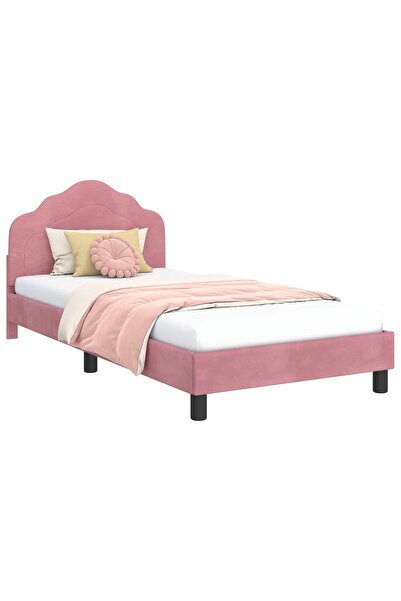 vidaxl Cadru de pat pentru copii cu spătar Roz 80 x 200 cm Catifea
