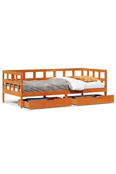vidaxl Pat de zi cu sertare, maro ceruit, 80x200 cm, lemn masiv de pin
