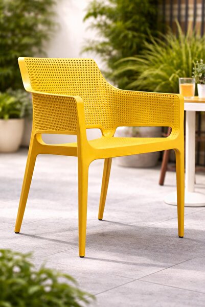 Alezy Loop Plastik Bahçe Balkon Sandalye Koltuk Hardal