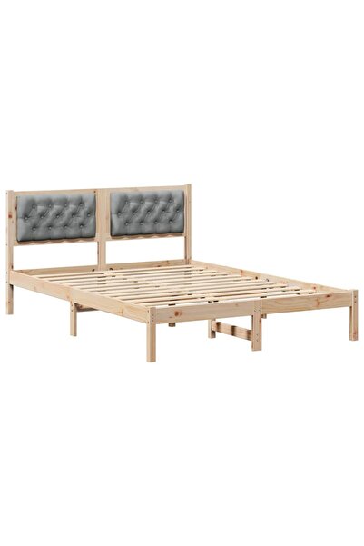 vidaxl Cadru de pat Gri deschis 140 x 190 cm Lemn de pin masiv
