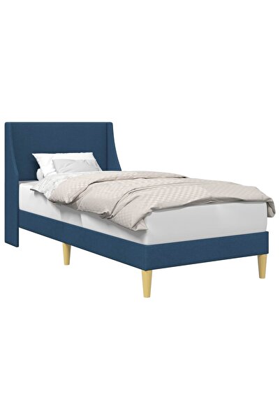 vidaxl Cadru de pat Simplu cu headboard albastru 90 x 200 cm țesătură