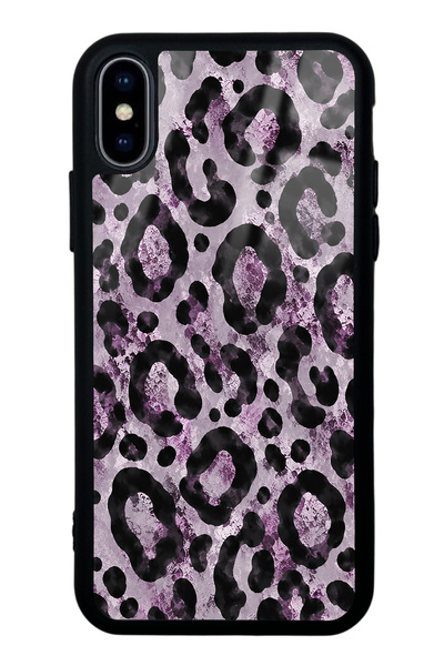 Spoyi حافظة هاتف آيفون Xs Max ناعمة بتصميم ليوبارد لامع باللون الأرجواني الفاتح