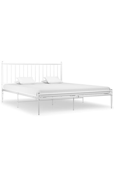 vidaxl Cadru de pat, alb, 180x200 cm, metal