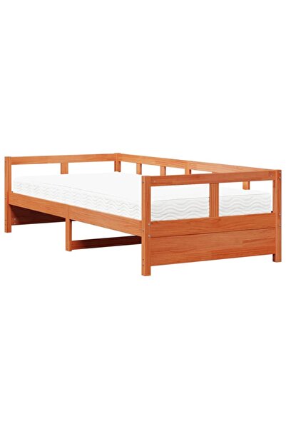 vidaxl Pat de zi cu saltea, maro ceruit, 80x200 cm, lemn masiv pin