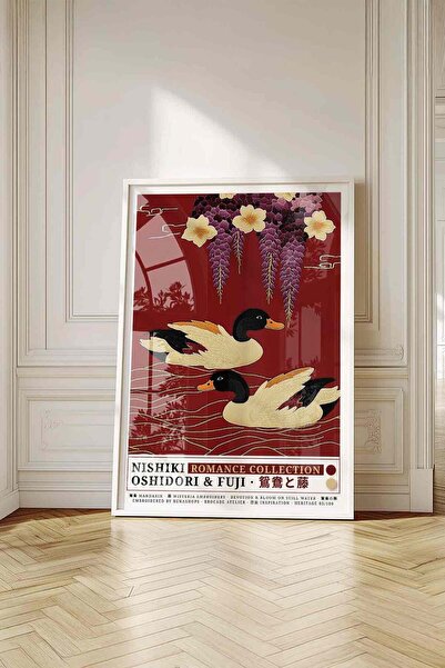 Buka Shops Double Duck Purple Cluster Flower Painting Red – Nishiki Embroider...