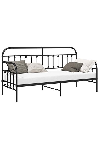 vidaxl Cadru de pat de zi Negru 75 x 190 cm Oțel vopsit electrostatic