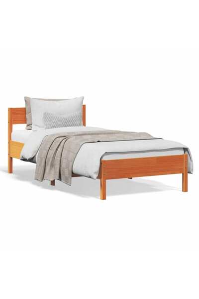 vidaxl Cadru pat fără saltea, maro ceruit, 75x190 cm, lemn masiv pin