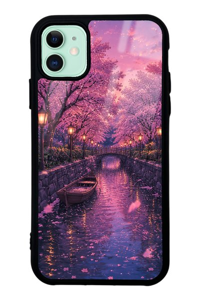 Spoyi iPhone 11 Sakura Twilight Canal Design Glossy Phone Case
