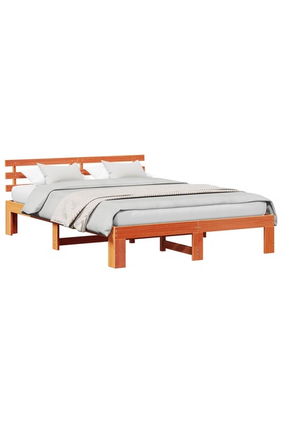 vidaxl Cadru de pat Maroniu cerat 140 x 200 cm Lemn de pin masiv
