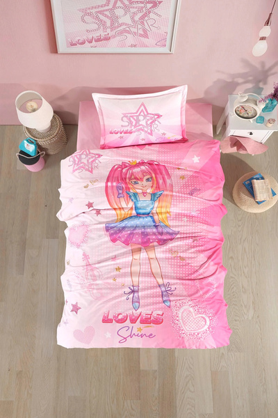 Clasy Ranforce 100% Cotton Duvet Cover Set Single Shine V1 Pink