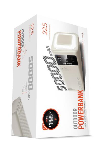 POWERWAY 50.000 mAh PD 22.5w Hızlı Şarj Dahili Kablolu Kamp Taşınabilir Güç K...