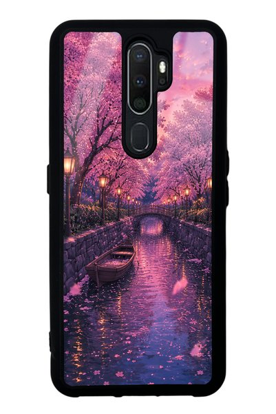 Spoyi Oppo A5 2020 Sakura Twilight Canal Design Glossy Phone Case