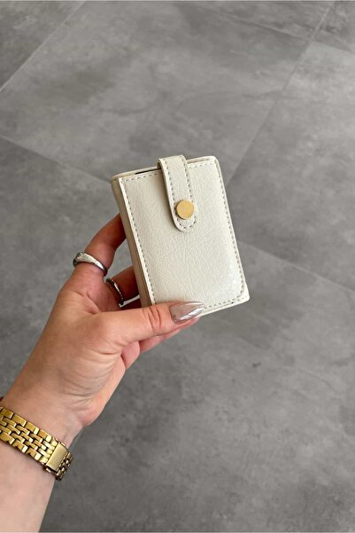 Yuka Atelier Vertical Mechanism Cream Card Holder Wallet