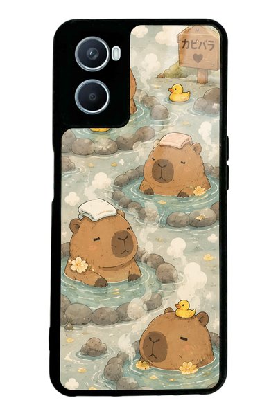 Spoyi Oppo A96 Glossy Phone Case with Capybara Onsen Design