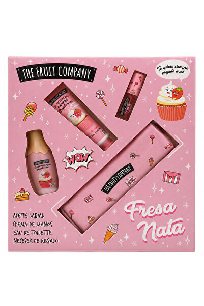 THE FRUIT COMPANY Cutie cadou cu căpșuni – Cremă de mâini 50 ml + Apă de toal...