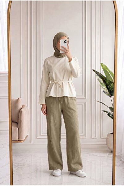 MİHRA STORE Aybanu Muslin Trousers-Mt523 Mint