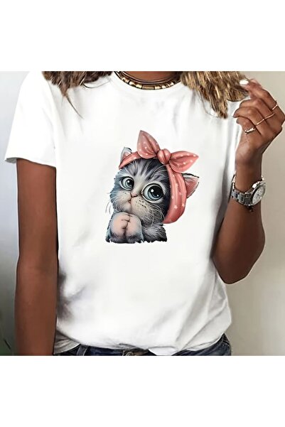 COZYWEAR Cute Cat Printed Oversize T-Shirt