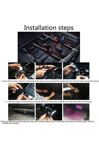 Yallabena Car USB LED Ambient Lighting Kit – Interior Footwell Decorative Str...
