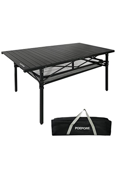 POEPORE Masa Camping Pliabila, POEPORE, Portabilă, Aluminiu, 140 x 70 x 70 cm...