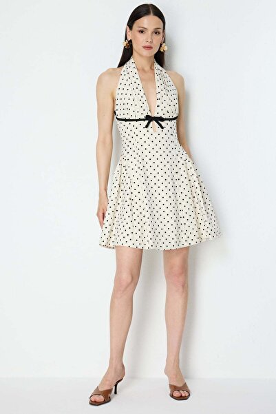 Ekol Polka Dot Backless Mini Dress