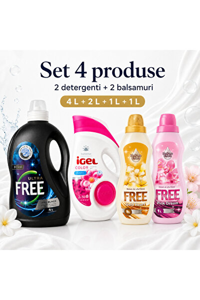 FREE Set 4 produse pentru rufe, Ultra Pro Black 4 L, iGel Color 2 L, Gold Hea...