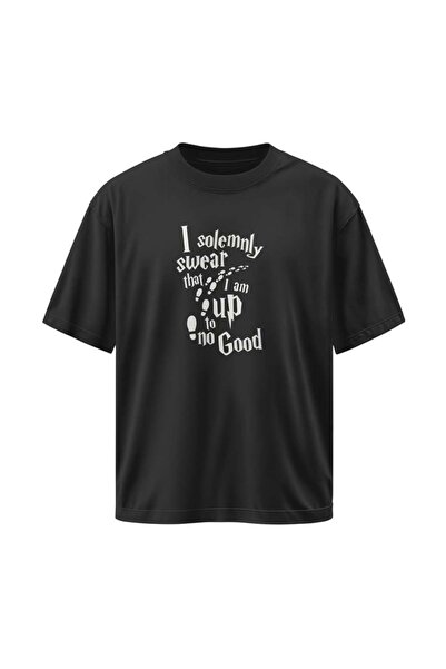 buzagi tasarım ürünleri Harry Potter Unisex Oversize Black T-Shirt