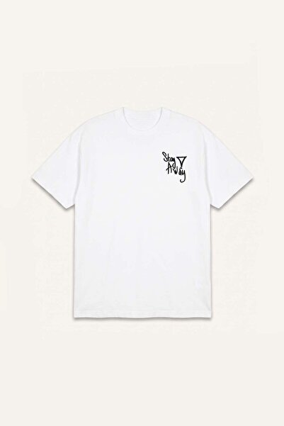 DeFacto Oversize Crew Neck Embroidery Print Short Sleeve Ecru T-Shirt I2788Ax...