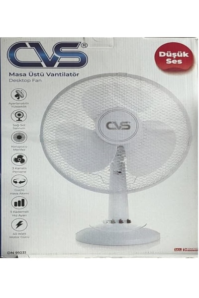 CVS Masaüstü 16'' 3 Pervane Vantilatör 40 W Düşük Sesli Çalışma Özelliği