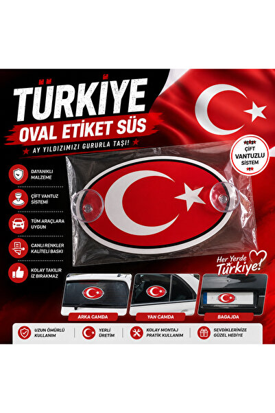 OTOYOL Turkey Oval Sticker Ornament with Suction Cup Car Windshield Turkish F...