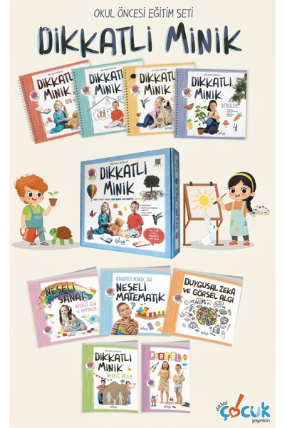 DİKKAT ÇOCUK Dikkatli Minik Okul Öncesi Eğitim Seti - Tam Kapsamlı 4-6 Yaş Di...