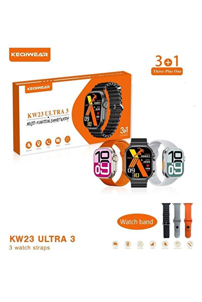 KEQIWEAR KW23 Ultra 3 Smartwatch by Health & Fitness Tracker with Touchscreen 3+1 Straps Wa