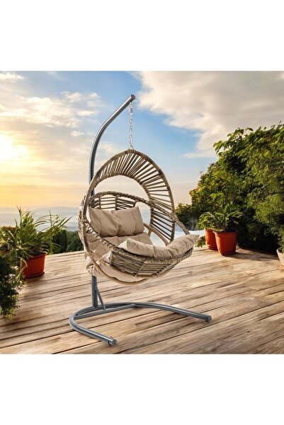 ReHome Nobel | Tekli Rattan Bahçe Salıncağı | Balkon Salıncağı