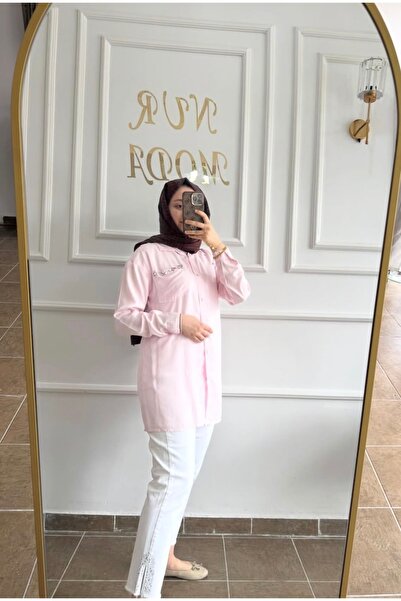 Butik Taşlı Tencel Gömlek