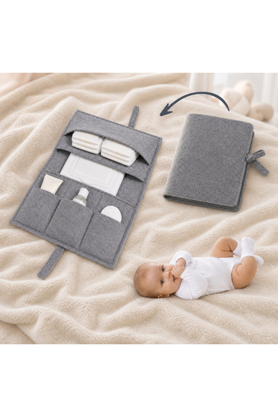 Balkan Room Gray Felt Mother Baby Care Bag Newborn Diaper Changing Organizer ...