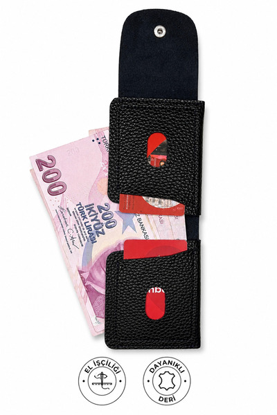 FT VİRAL El Yapımı Deri NAKİT ve KARTLIK Cüzdanı Siyah Floter