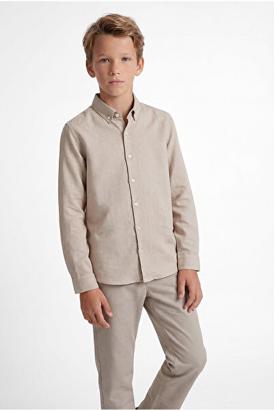 PAULMARK Boy's Linen Long Sleeve Shirt
