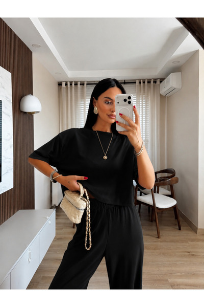 STYLE STOP Women's Modal Fabric Wide Leg Two-Piece Set