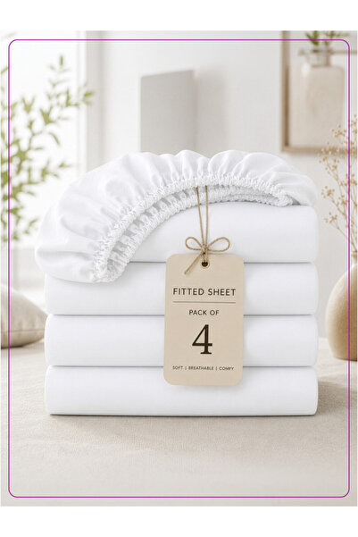 Donetella King Fitted Sheet 180x200 cm, Pack of 4 | OEKO-TEX Brushed Microfib...