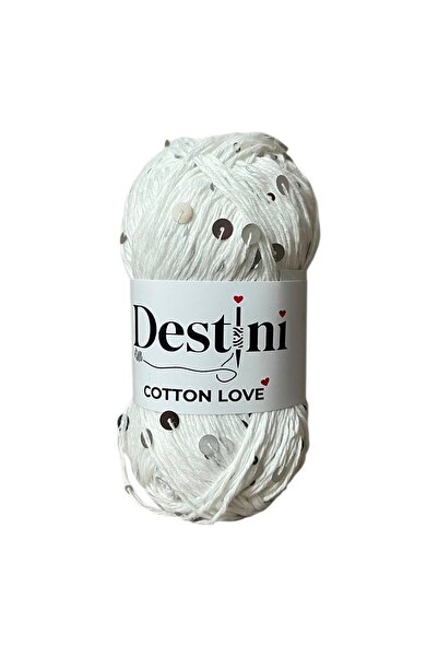 destini Cotton Love Shine Pullu ip yazlık bere çanta elbise el örgü ipi 1 Ade...