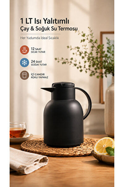 chic crazze 1 Liter Heat Insulated Glass Inner Thermos with 12-Hour Hot and C...