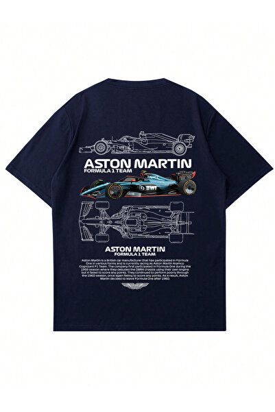 Mad&Calf Unisex majica Aston Martin sa printom i širokim izrezom