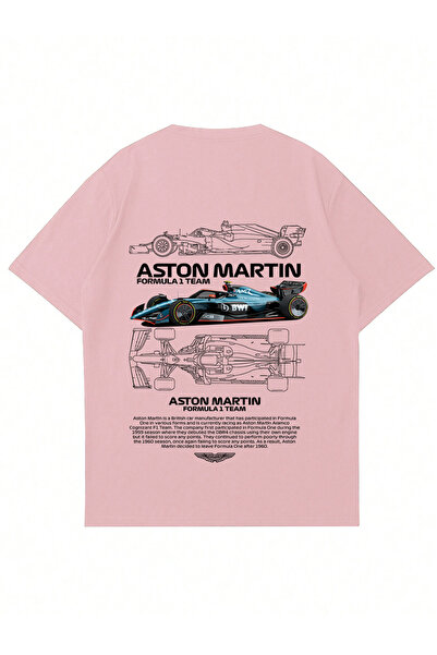 Mad&Calf Unisex Aston Martin Printed Crew Neck Oversize Tshirt