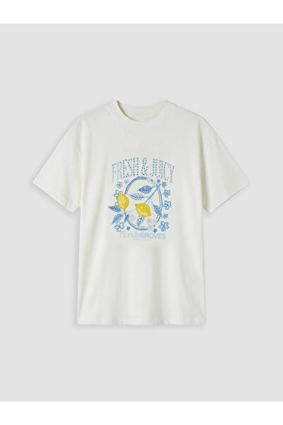 LC Waikiki White Crew Neck Printed Women's T-Shirt